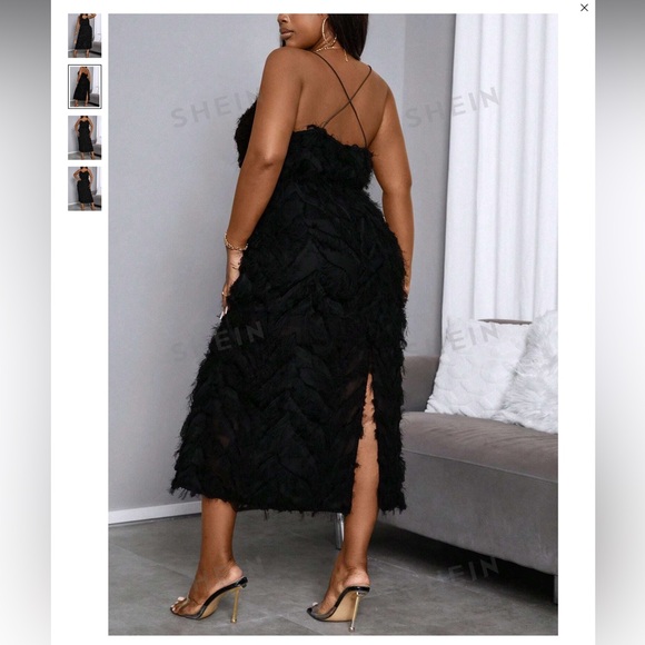 NWT! Black textured open back cami dress - Picture 2 of 2